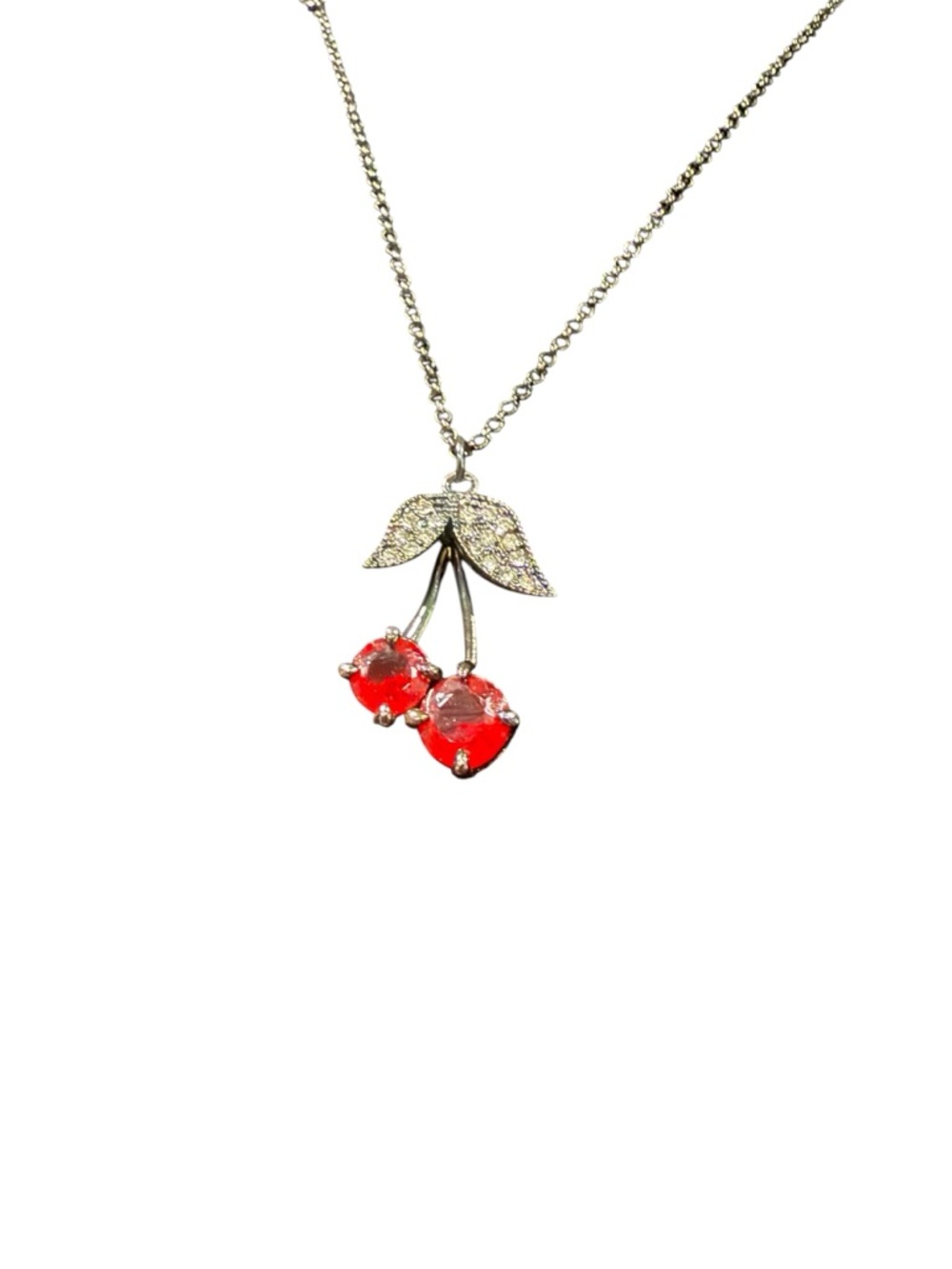 🇺🇸Juicy Couture Crystal Cherry Pendant Necklace gunmetal - Picture 3 of 5